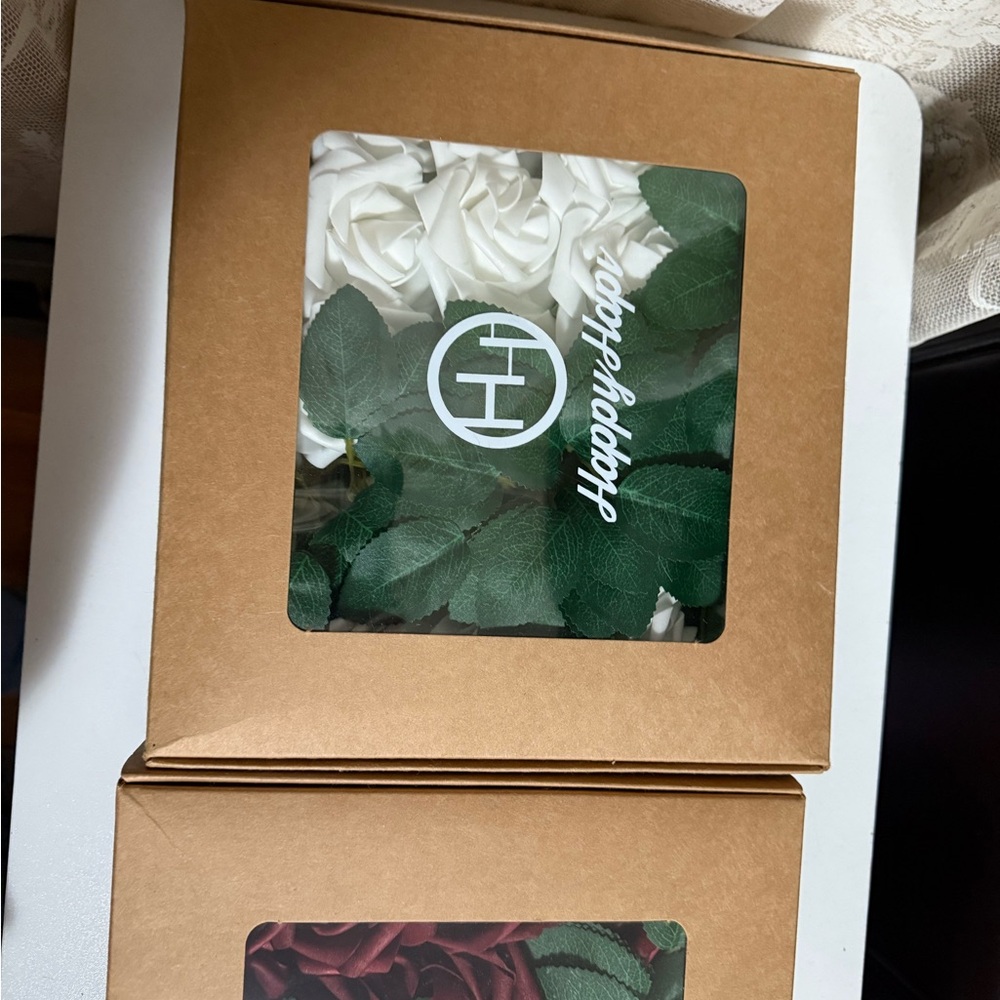 Decorative Box with White and red Roses